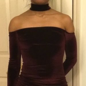 Dark Wine Velour Dress
